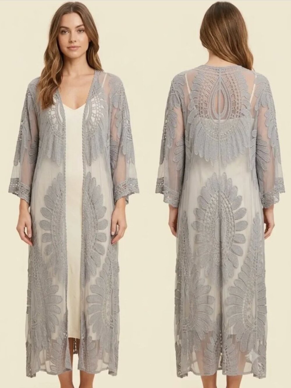 REBELLION GRAY LACE KIMONO